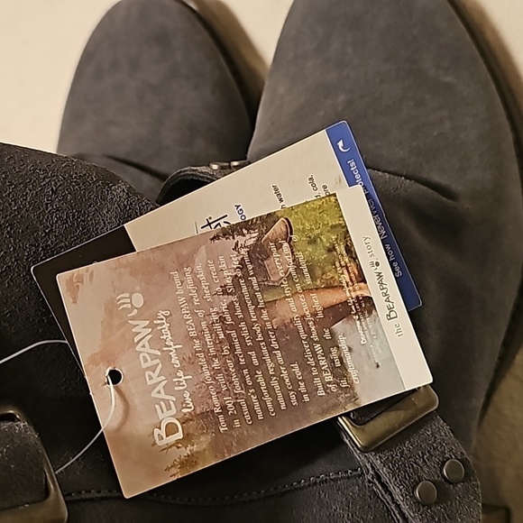 Bearpaw chunk heel suede boot gray zip side womans 9 new with tag - Picture 2 of 11